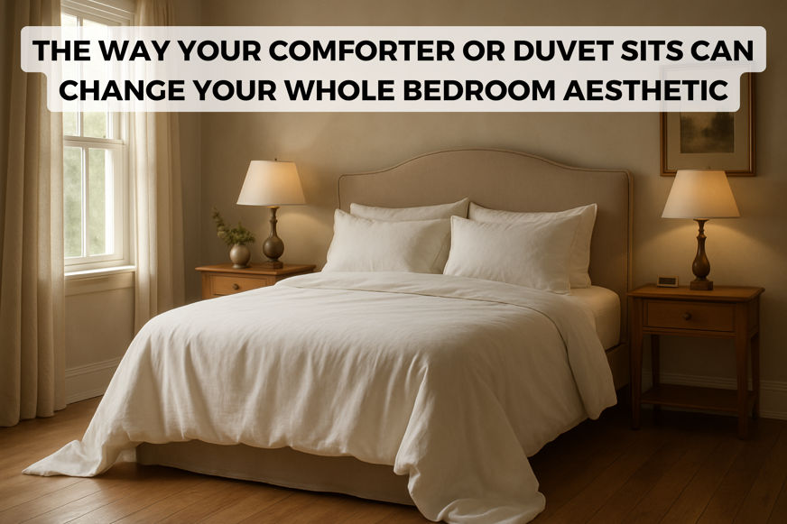 duvet over bed in bedroom